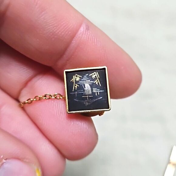 Vintage MCM Mens Tie Tack Bar Lot 5 Pins Signed Amita Swank Japan - Picture 6 of 13